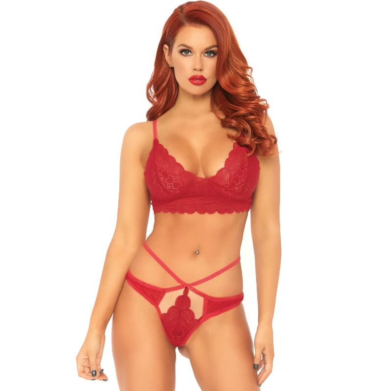 LEG AVENUE – SET 2 PIEZAS CON TANGA DOBLE TIRANTA M/L ROJO