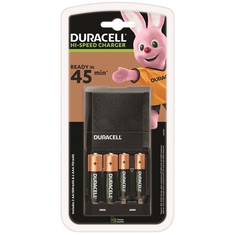 DURACELL – CARGADOR RAPIDO 45MIN. + 2xAA 1700mAh + 2xAAA 750mAh