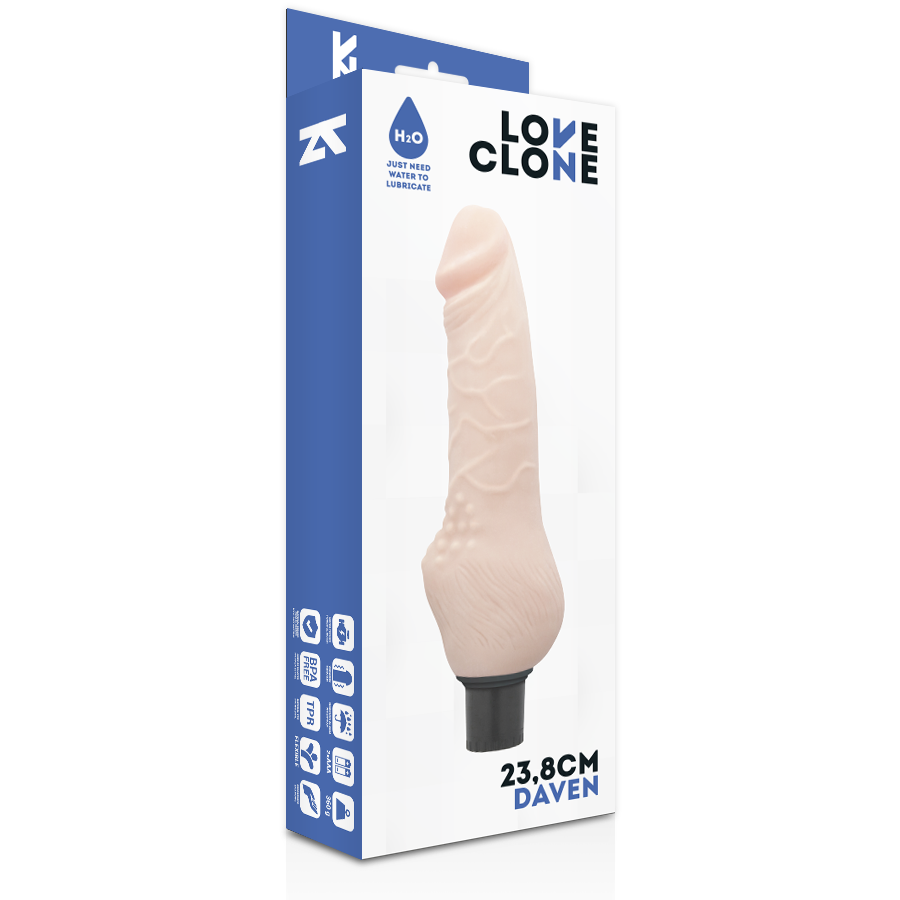 LOVECLONE - DAVEN VIBRADOR REALÍSTICO SELF LUBRICATION 23.8 CM -O- 3.8 CM - Imagen 2