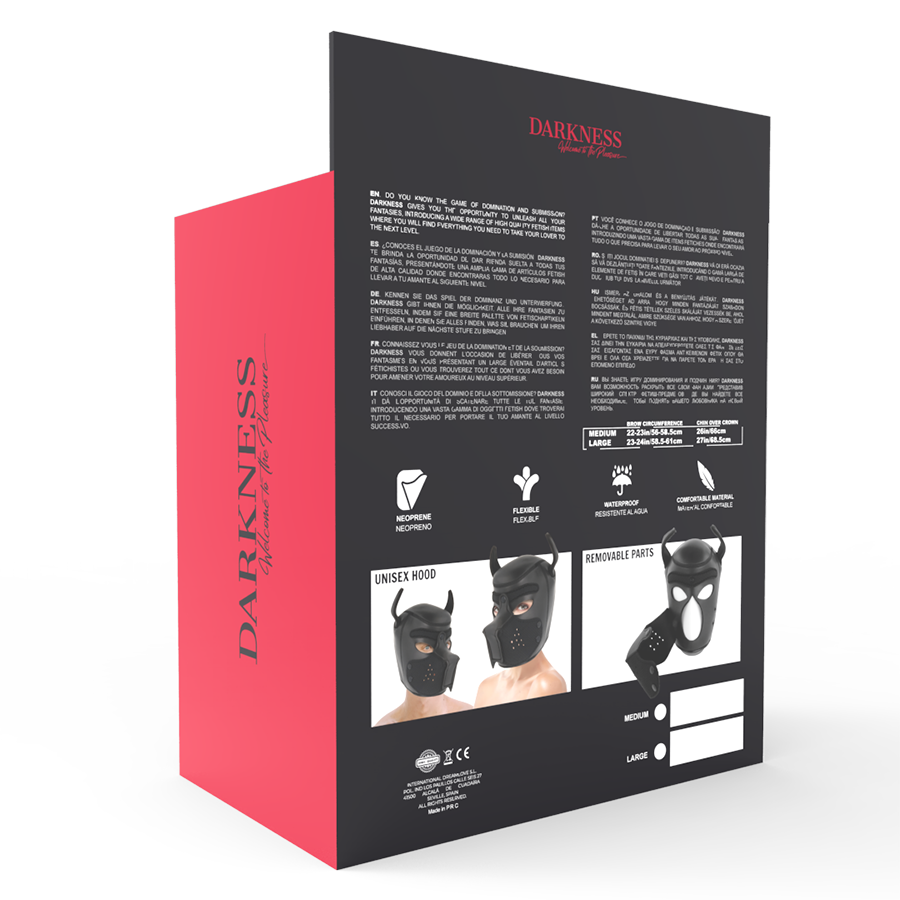 DARKNESS - MÁSCARA PERRO DE NEOPRENO CON HOCICO EXTRAÍBLE L - Imagen 4