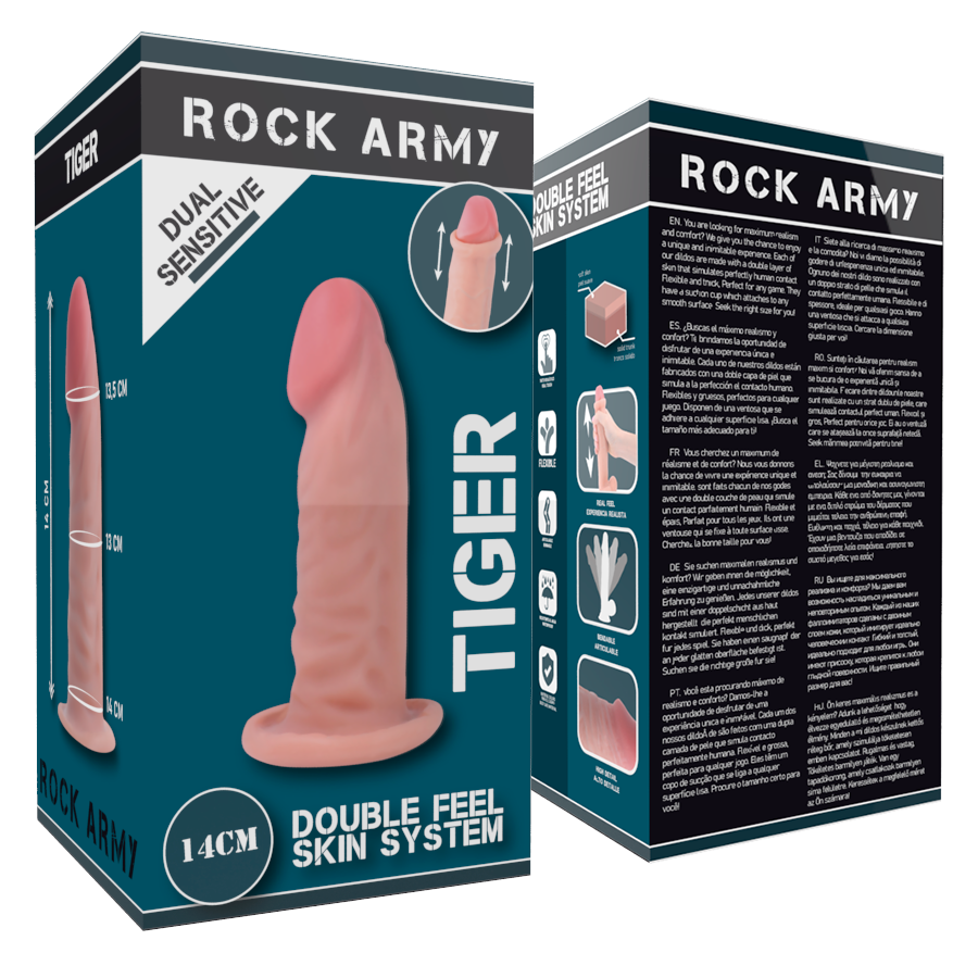 ROCKARMY -TIGER DILDO REALISTA DUAL DENSITY14 CM -O- 4.46 CM - Imagen 6
