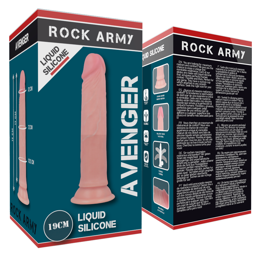 ROCKARMY - AVENGER DILDO REALÍSTICO LIQUID SILICONE 19 CM -O- 3.98 CM - Imagen 3