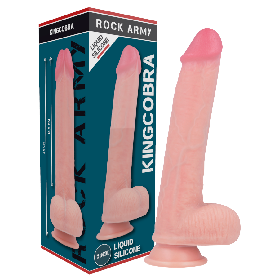 ROCKARMY – KINGCOBRA DILDO REALÍSTICO LIQUID SILICONE 24 CM -O- 4.77 CM