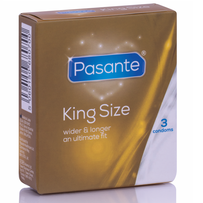 PASANTE – PRESERVATIVOS KING MS LARGOS Y ANCHOS 3 UNIDADES