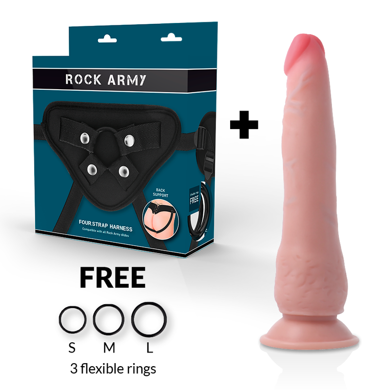 ROCKARMY - ARNÉS + DUAL DENSITY CRUSADER DILDO REALISTA 21.5 CM -O- 4.46 CM - Imagen 2