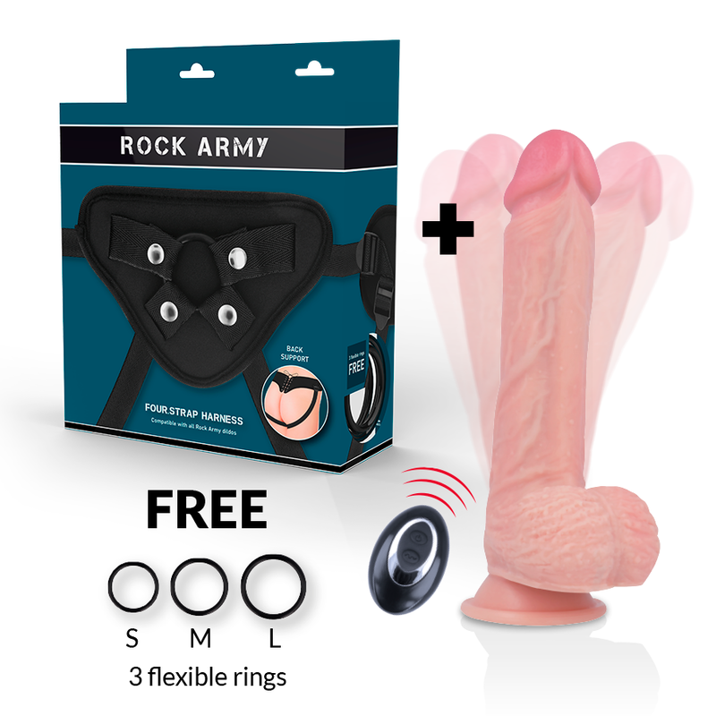 ROCKARMY - ARNÉS + LIQUID SILICONE VIBRADOR CONTROL REMOTO PREMIUM APACHE 20.5 CM -O- 4.62 CM - Imagen 7