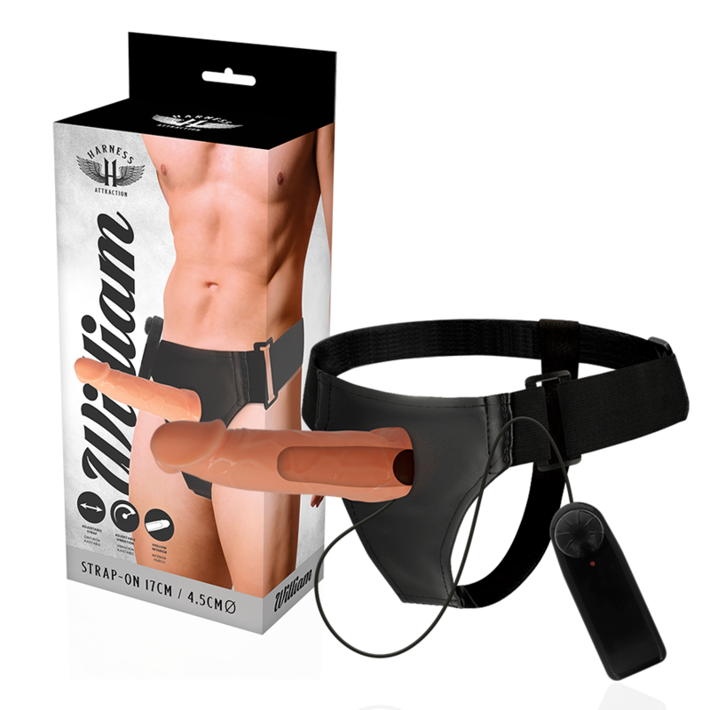 HARNESS ATTRACTION – ARNÉS HUECO WILLIAN CON VIBRADOR 17 CM -O- 4.5 CM