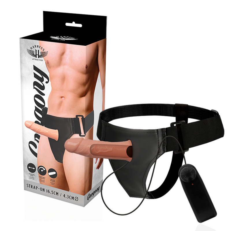HARNESS ATTRACTION – ARNÉS HUECO GREGORY CON VIBRADOR 16.5 CM -O- 4.3 CM