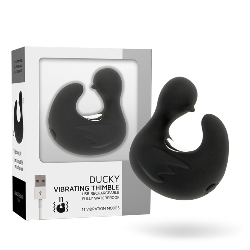 BLACK&SILVER – DEDAL PATO ESTIMULADOR DE SILICONA RECARGABLE DUCKYMANIA