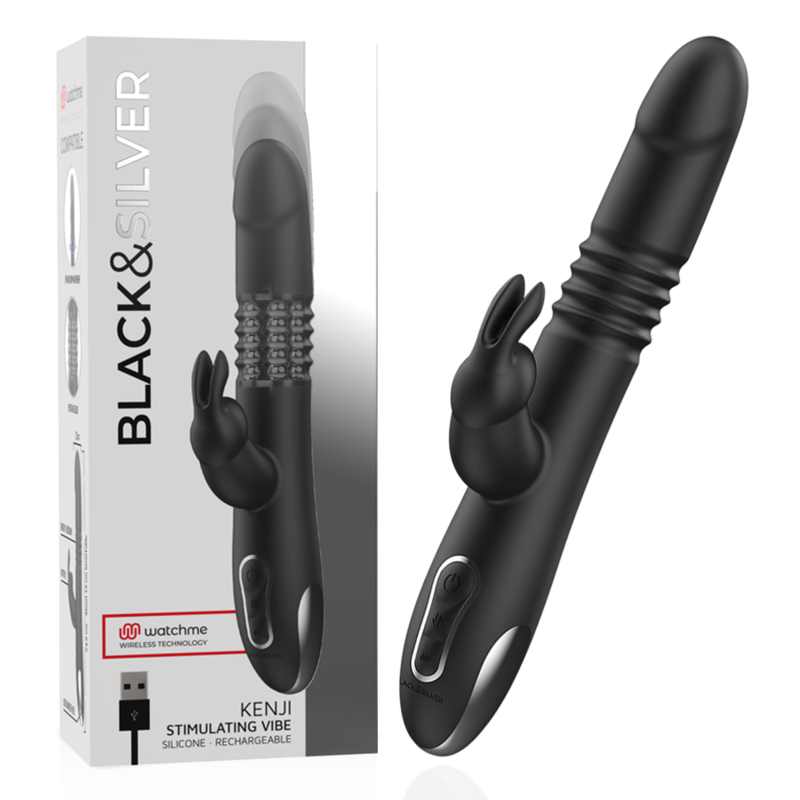BLACK&SILVER – KENJI VIBRADOR RABBIT UP & DOWN COMPATIBLE CON WATCHME