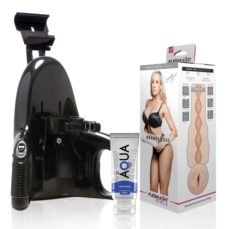FLESHLIGHT – Réplica Vaginal Brandi Love con Universal Launch y Lubricante Aqua Quality 50 ml