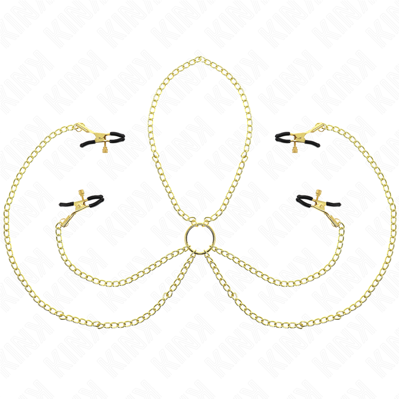 KINK – PINZAS PARA PEZONES Y CLÍTORIS 4 ENGANCHES AJUSTABLE DORADO