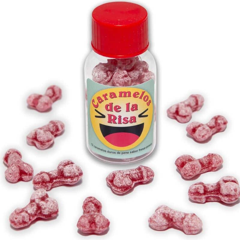 Diablo Picante – 12 Caramelos De La Risa Forma Pene Fresa/cereza