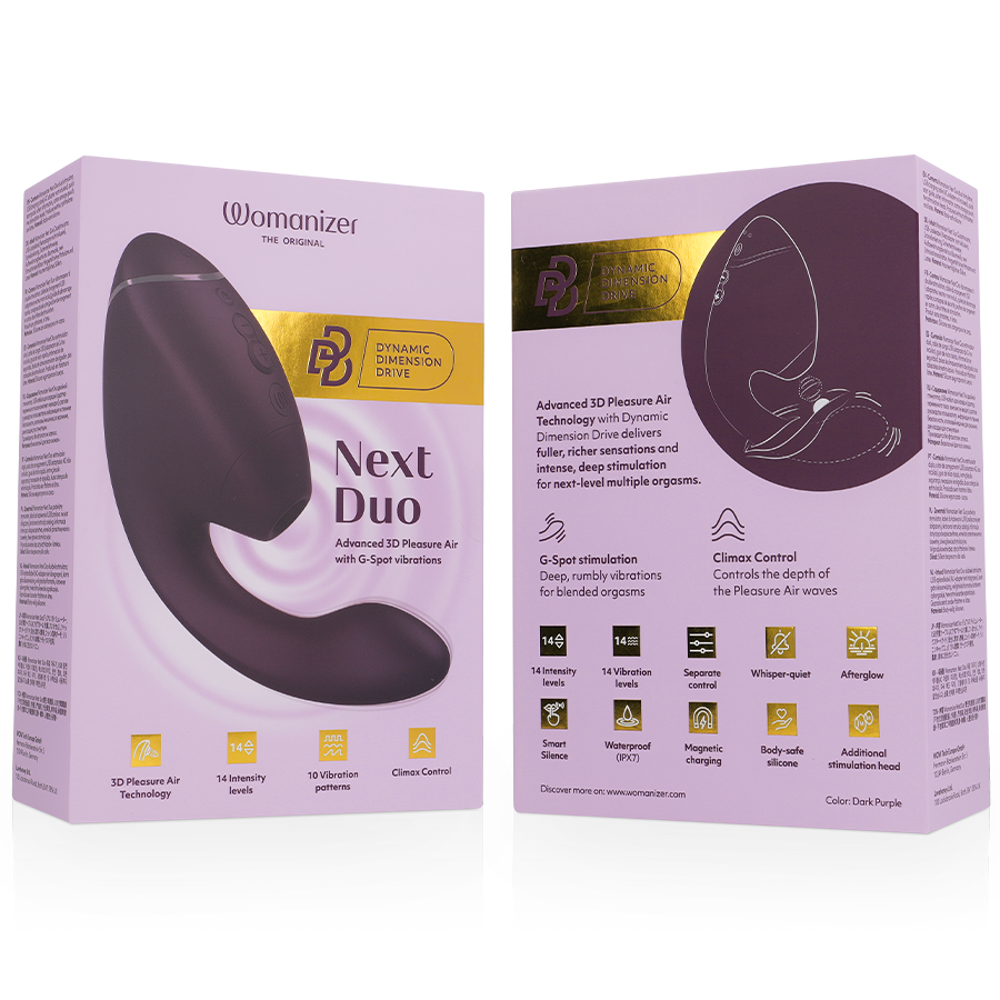WOMANIZER - DUO NEXT ESTIMULADOR VIBRADOR DUAL CLÍTORIS & PUNTO·G MORADO - Imagen 7