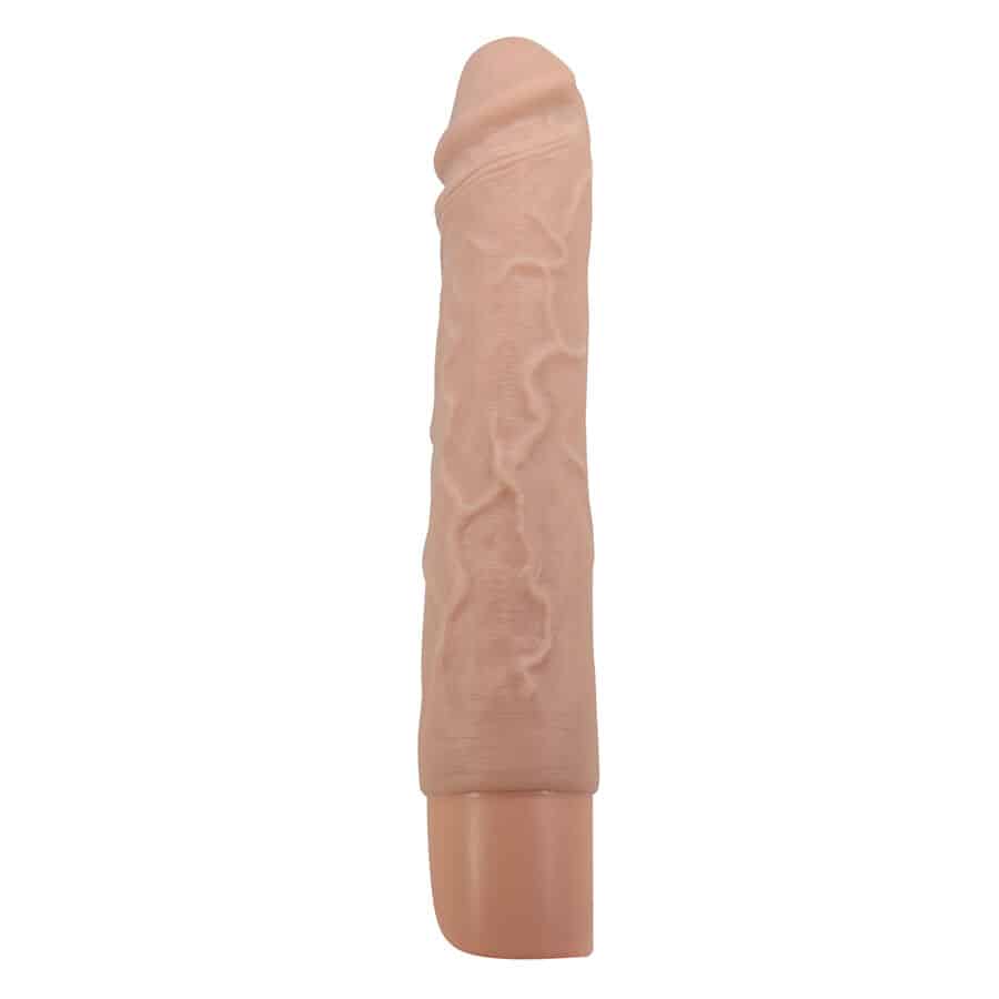 Vibrador realístico flexible Pretty Love Osric en tono piel, con relieve ondulado en el cuerpo