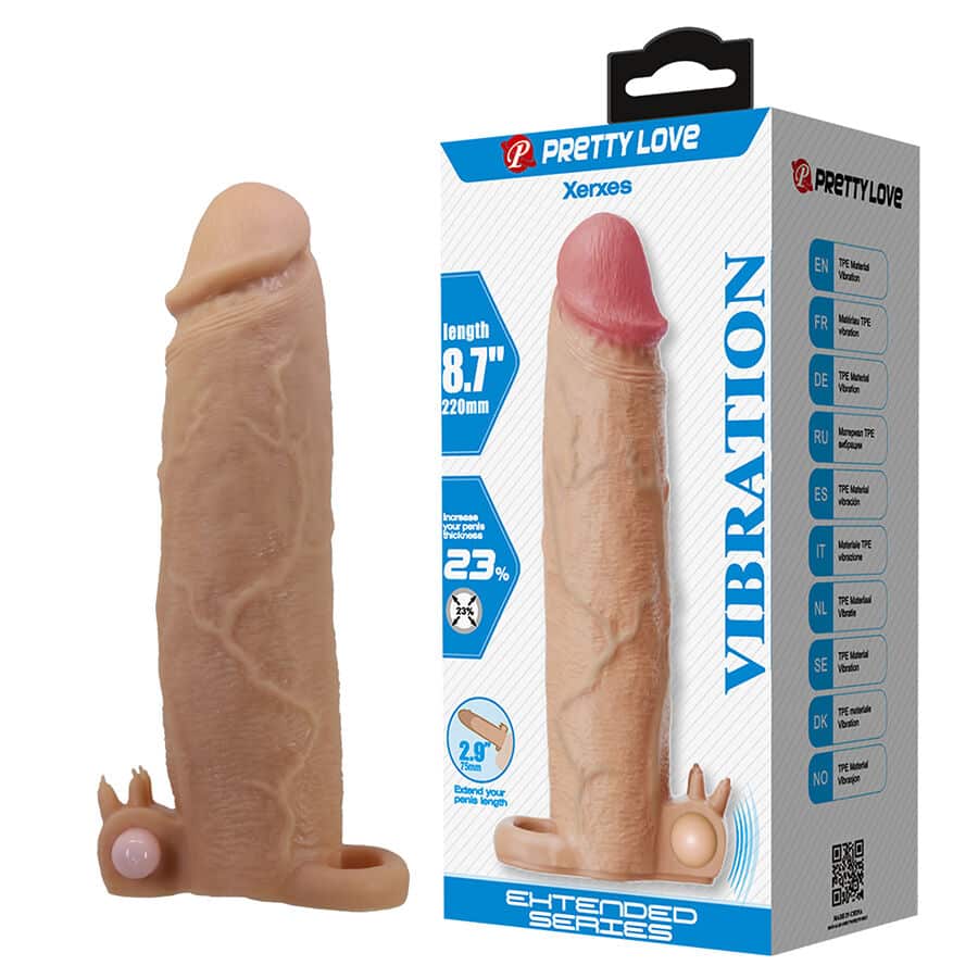 PRETTY LOVE - XERXES FUNDA PARA PENE CON ESTIMULADOR DE CLÍTORIS Y VIBRACIÓN