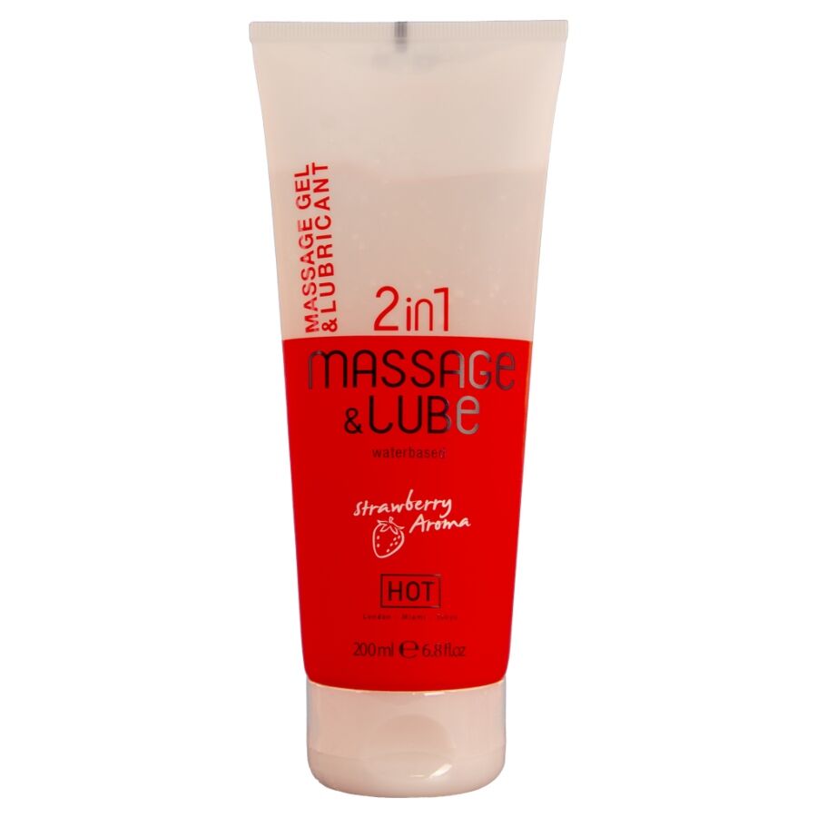 Gel masaje y lubricante 2en1 fresa 200 ml — HOT