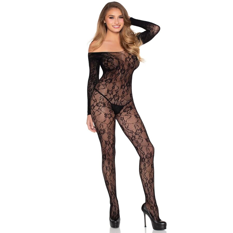 LEG AVENUE - 89366 BODYSTOCKING DE LENCERÍA DE ENCAJE NEGRO - TALLA ÚNICA - Imagen 7