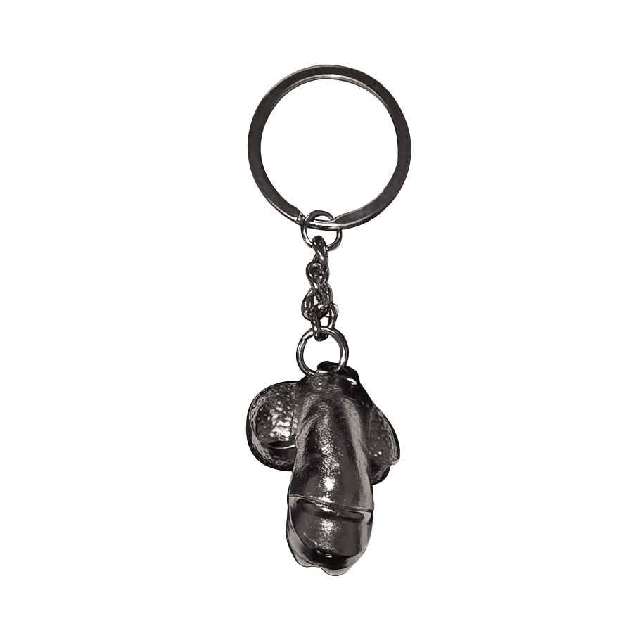 DIABLO PICANTE - LLAVERO METAL PENE ENCOJIDO PLATA