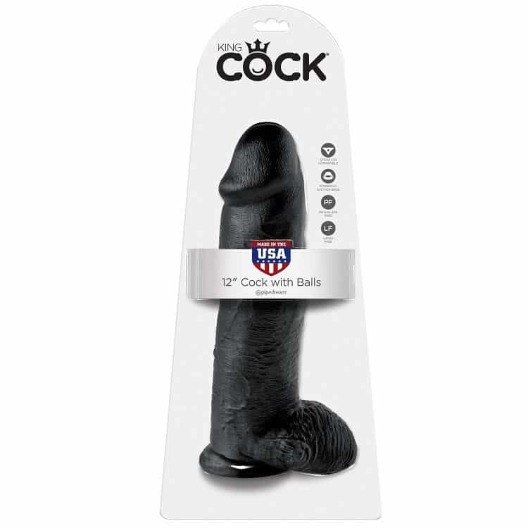 KING COCK - 12 PENE REALISTICO NEGRO 30.48 CM - Imagen 4