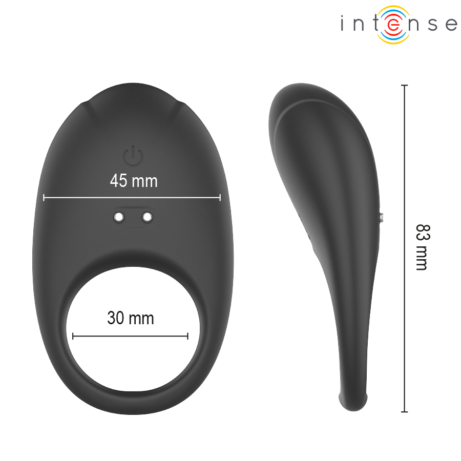INTENSE - MERLOTTE ANILLO VIBRADOR CON ESTIMULACIÓN DE CLÍTORIS NEGRO - Imagen 6