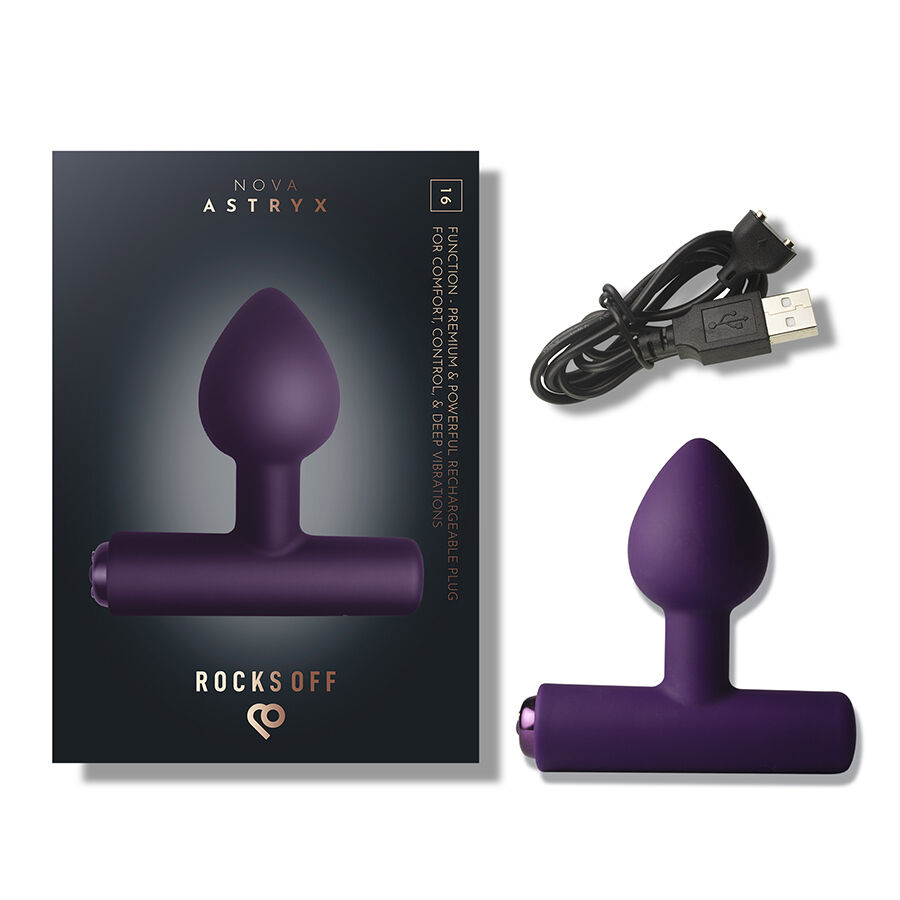 ROCKS-OFF - NOVA ASTRYX PREMIUM PLUG ANAL RECARGABLE 16 FUNCIONES NEGRO
