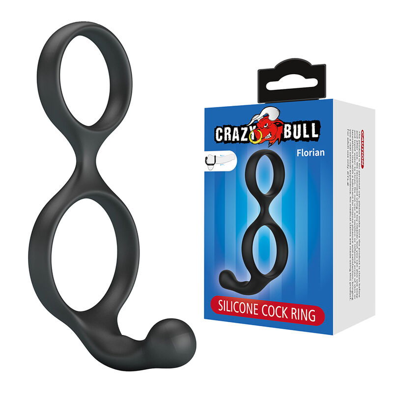 CRAZY BULL - FLORIAN ANILLO DOBLE PARA PENE Y TESTÍCULOS SILICONA NEGRO - Imagen 7