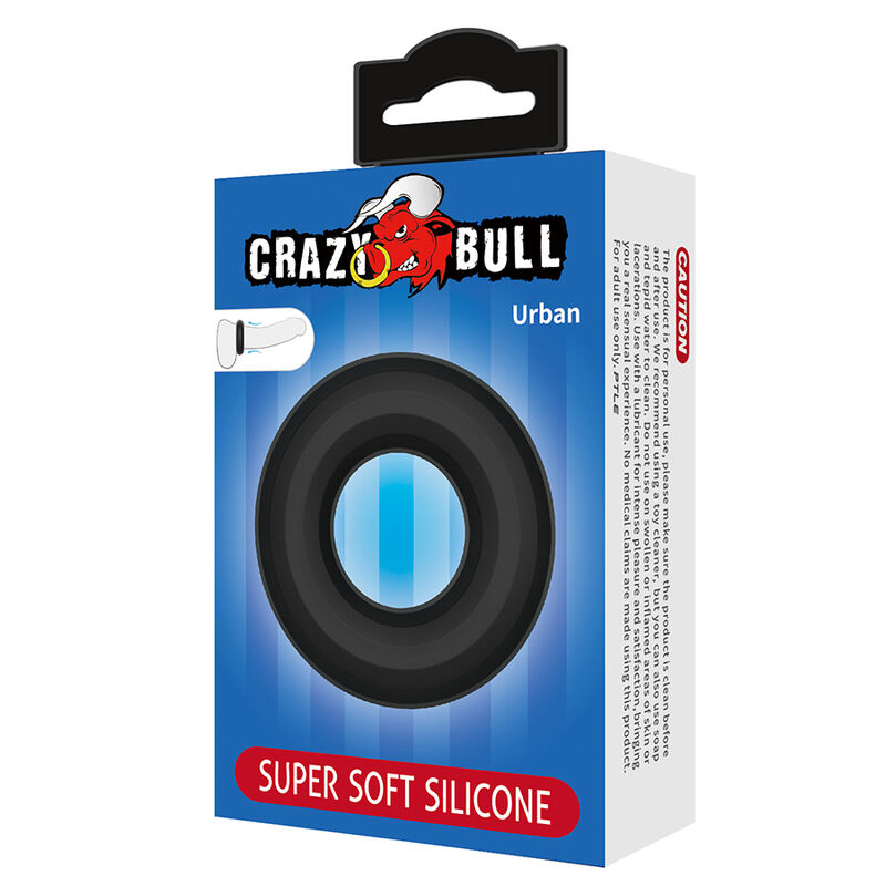 CRAZY BULL - URBAN ANILLO PARA PENE SILICONA SUPER SOFT NEGRO - Imagen 4