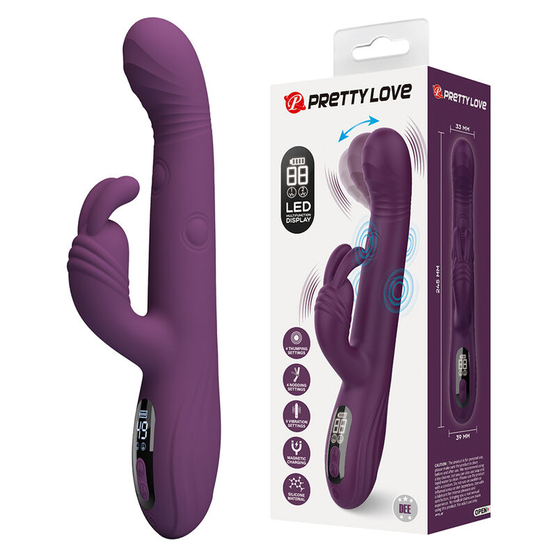 PRETTY LOVE - DEE VIBRADOR RABBIT MULTIFUNCIÓN OSCILANTE Y PERCUTOR MORADO - Imagen 10