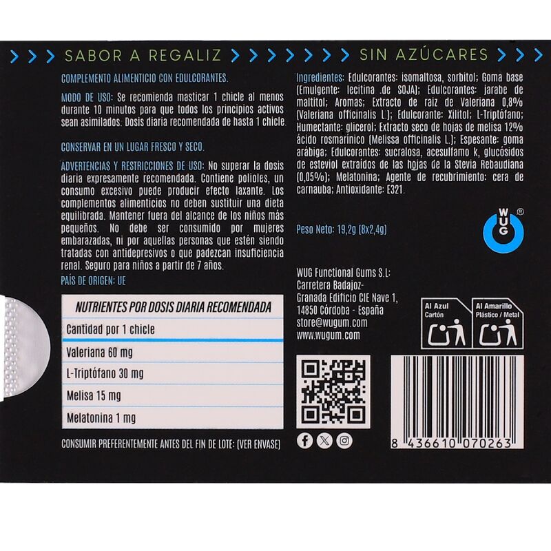WUG Off - El chicle funcional que te ayuda a relajarte y dormir mejor BLISTER 8 UDS - Imagen 3