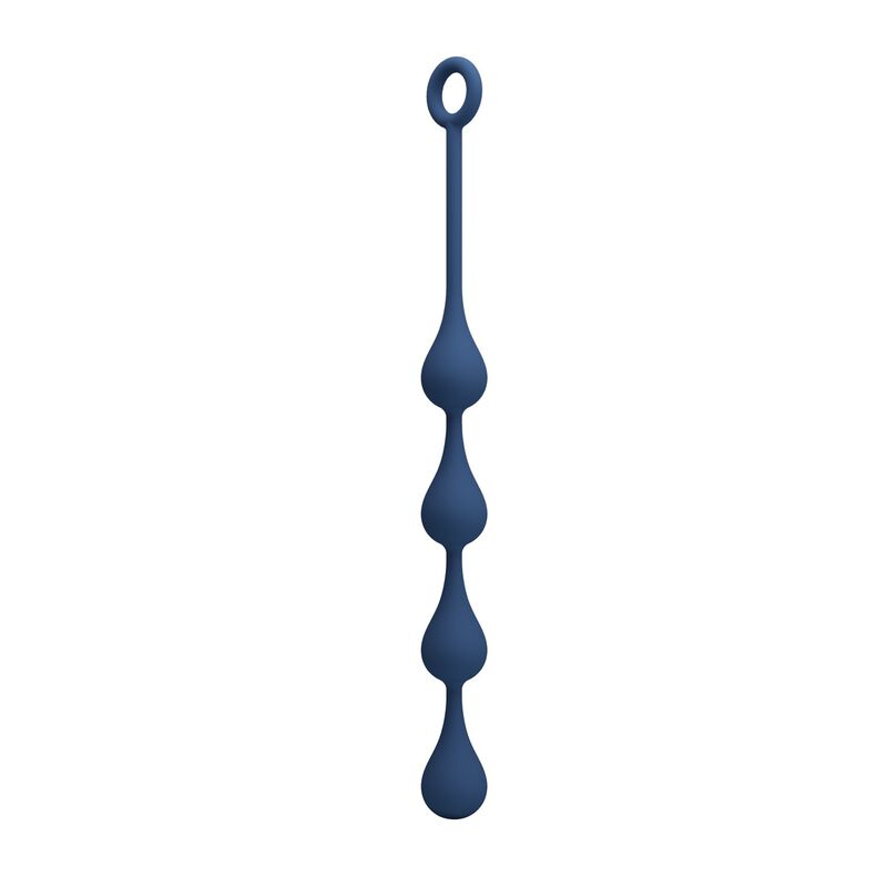 Bolas anales MR PLAY azules con cuatro esferas unidas y un aro en el extremo