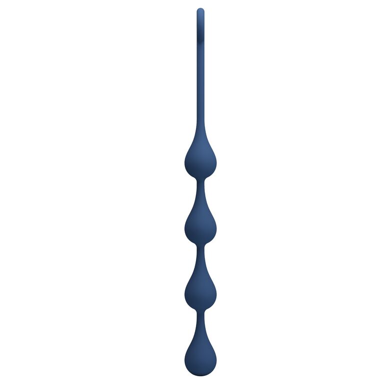 Bolas anales MR PLAY de color azul, dispuestas verticalmente con cuatro cuentas y un extremo alargado