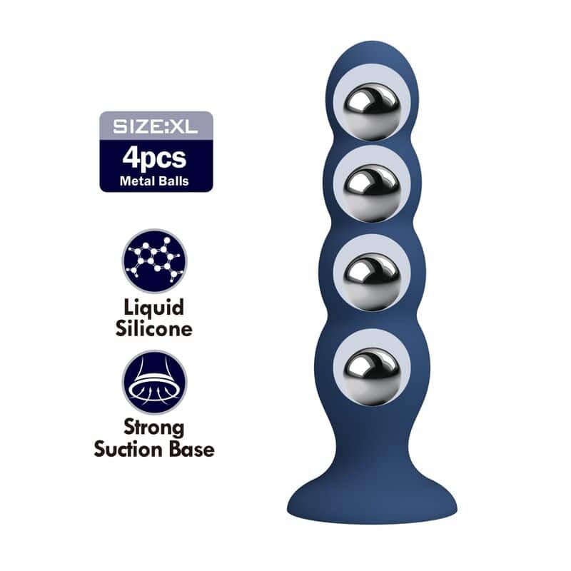 Mr Play plug anal 4 bolas metálicas ventosa azul — La Polvoteca