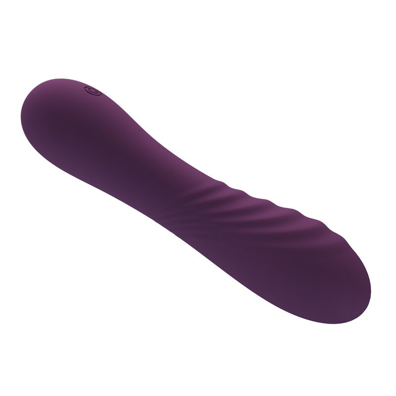 Vibrador Alexisrose morado con cuerpo curvado y relieves ondulados