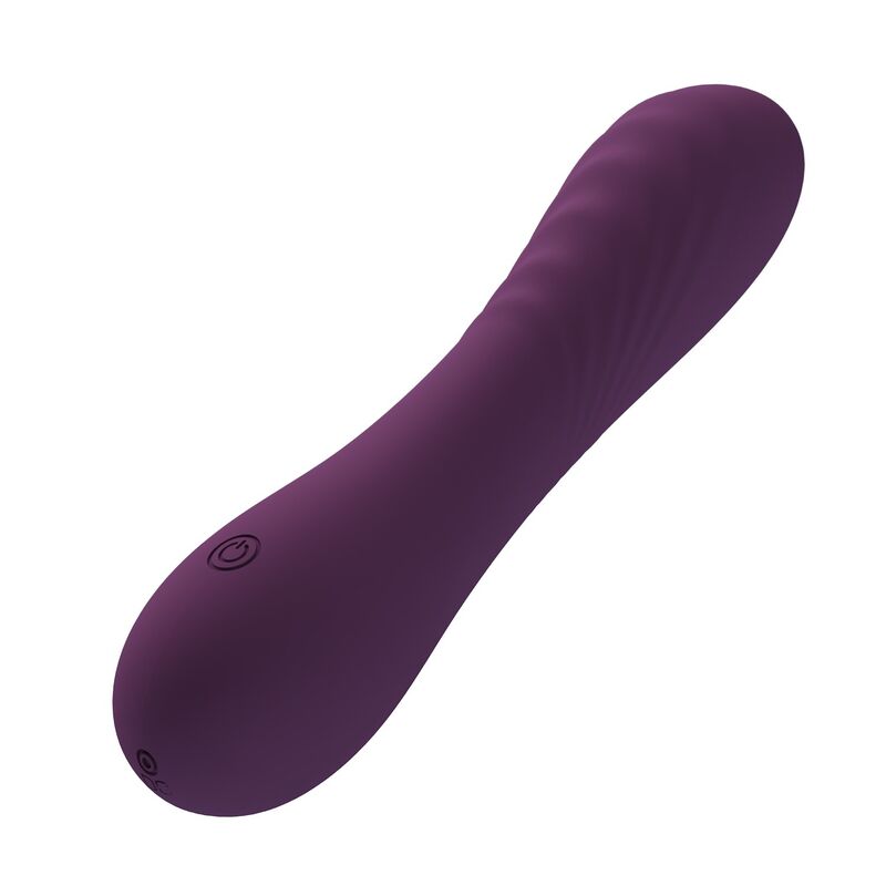 Vibrador Alexisrose de Pretty Love morado, alargado y ergonómico, con botón de control visible