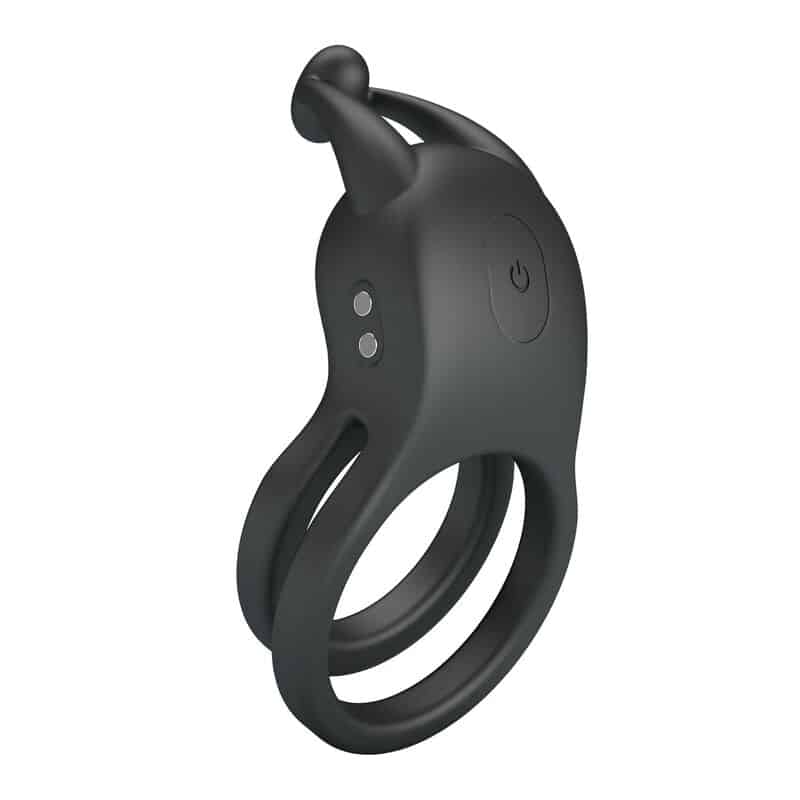 PRETTY LOVE - GOODWIN ANILLO VIBRADOR DOBLE PARA PENE RECARGABLE NEGRO