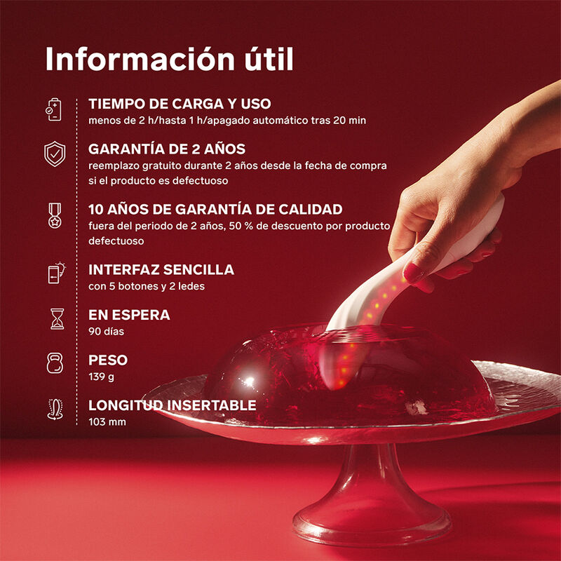LELO - MONA SPECTRA MASAJEADOR ÍNTIMO CON LUZ ROJA RECARGABLE APP CONTROL - Imagen 12
