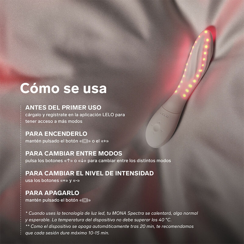 LELO - MONA SPECTRA MASAJEADOR ÍNTIMO CON LUZ ROJA RECARGABLE APP CONTROL - Imagen 10