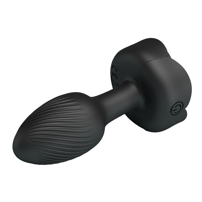 Plug anal vibrador negro Pretty Love, con cuerpo estriado y base de control