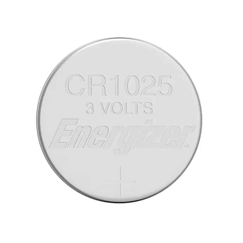 Pila de botón Energizer CR1025 de 3 voltios, vista frontal