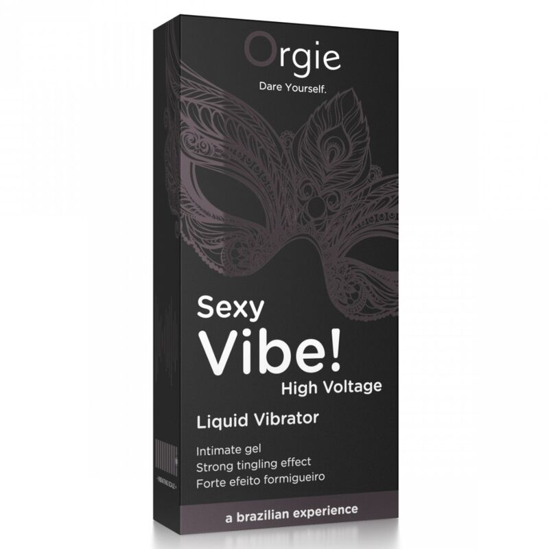 Caja negra de Orgie Sexy Vibe! High Voltage, gel íntimo vibrador de 15 ml