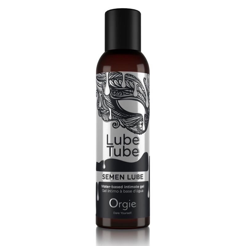 Envase oscuro de lubricante Orgie Lube Tube Semen Lube con tapón negro