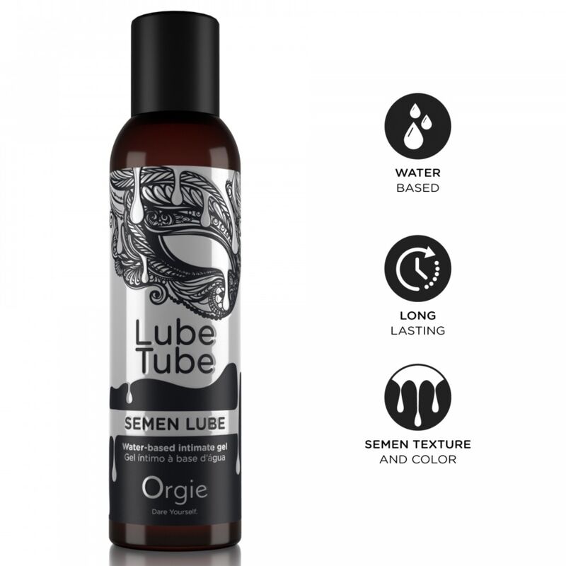 Botella de Orgie Lube Tube Semen Lube con iconos de base agua, larga duración y textura semen