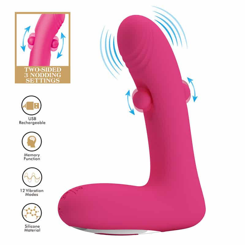 PRETTY LOVE - DUDEN VIBRADOR DE SILICONA RECARGABLE 12 MODOS DE VIBRACIÓN Y 3 MODOS DE BALANCEO ROSA