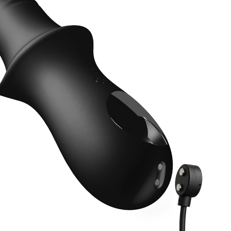 Masajeador anal negro con mando de control separado conectado por cable