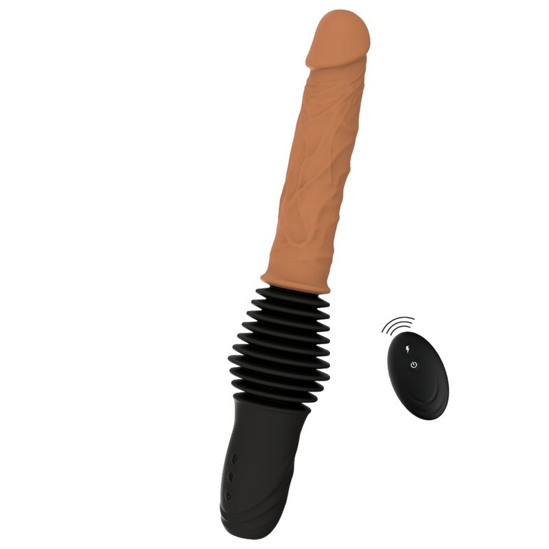 Vibrador realista Hidden Desire de color piel, con fuelle negro y mando a distancia